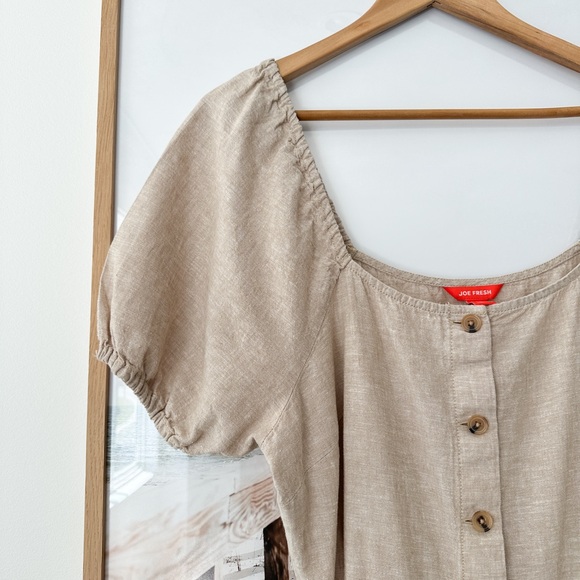 JOE FRESH Linen Blend Midi Button Front Dress - Picture 2 of 12